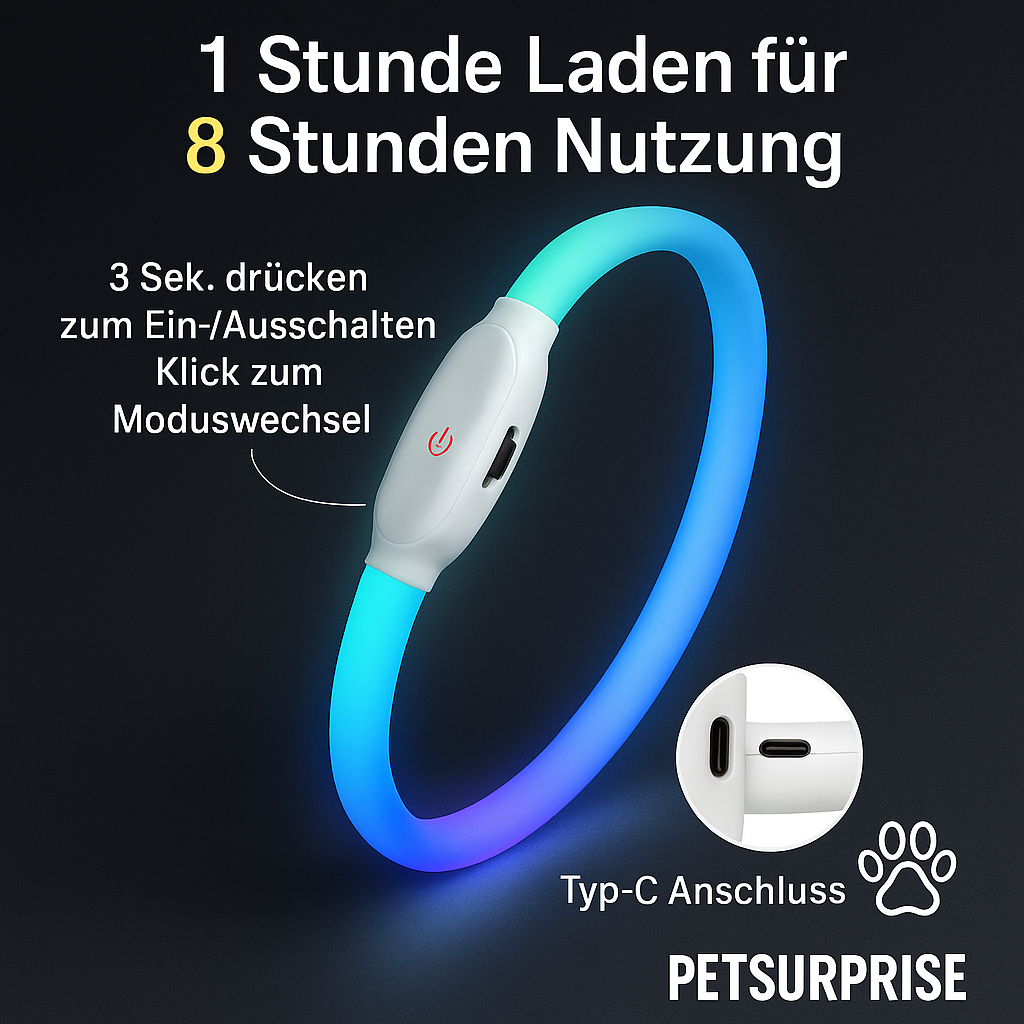 Wiederaufladbares LED-Hundehalsband