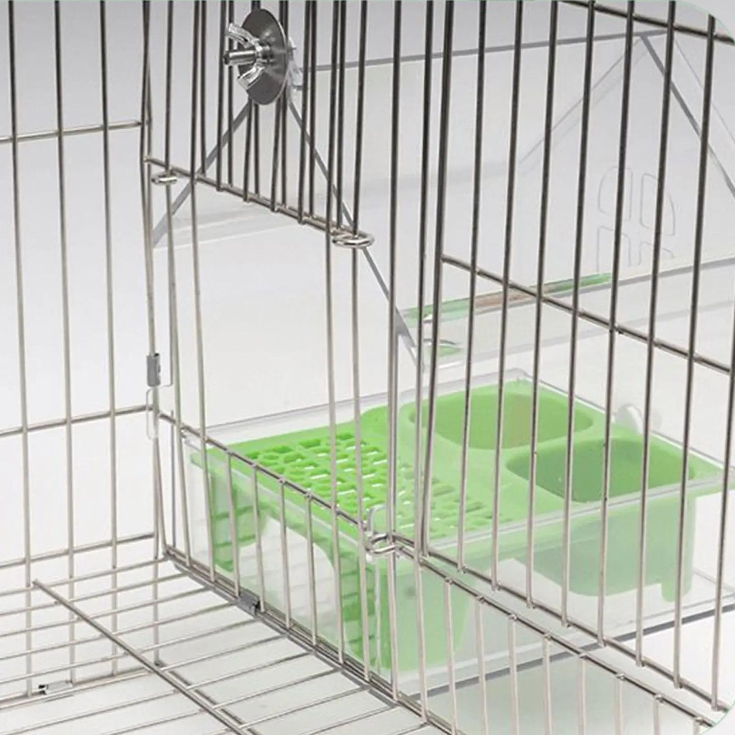 Vogelhaus Futterspender mit Badestation – Doppelkammern, Transparent, ABS-Kunststoff, für Balkon & Garten