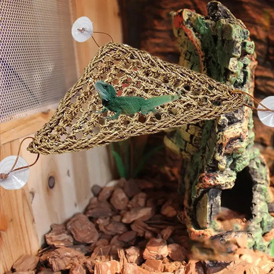 Reptilien-Hängematte aus Seegras – Natürliche Kletter- & Liegefläche für Echsen, Hamster & Kleintiere