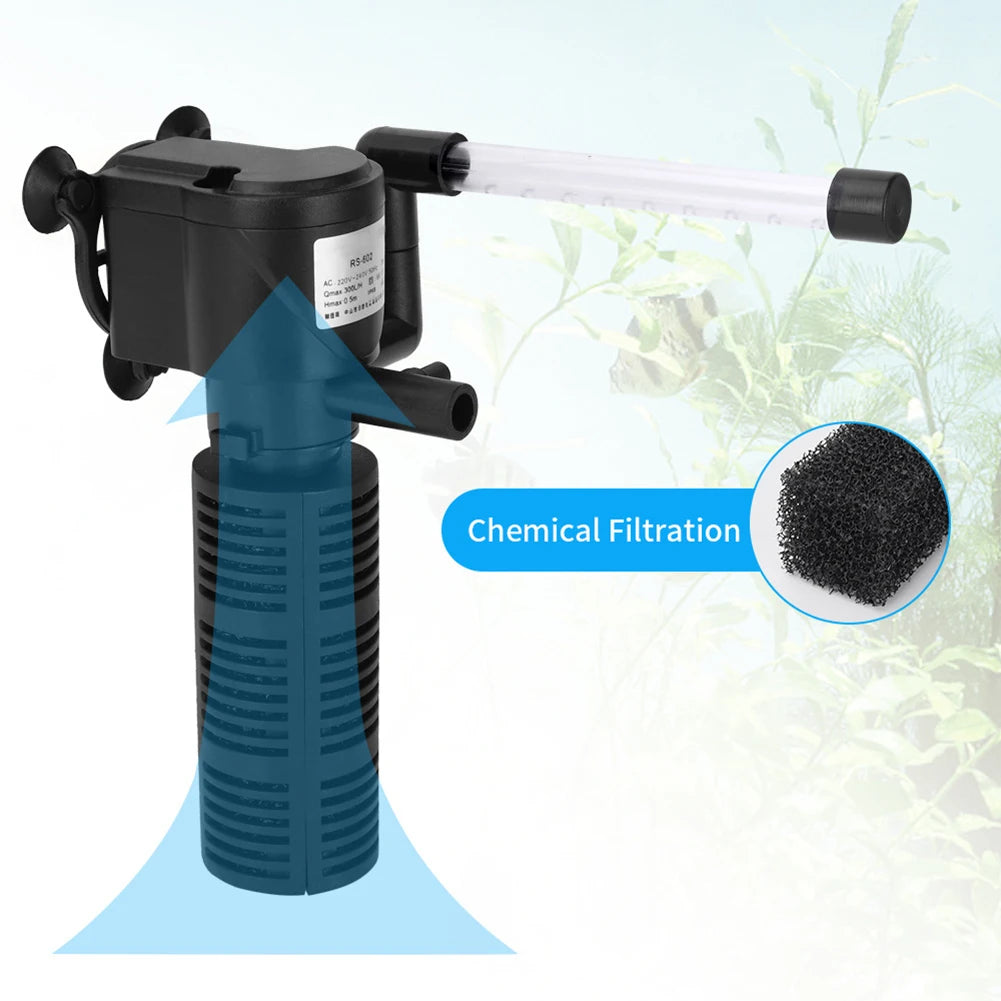 3-in-1 Aquarium Innenfilter – Leiser Unterwasserfilter mit Sauerstoffzufuhr & Wasserreinigung | 300–400 L/h