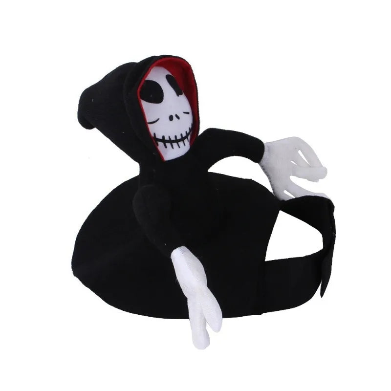 💀🐶 Halloween Hundekostüm "Sensenmann auf dem Rücken" – Verstellbares Skelett-Reiter-Outfit für Hunde