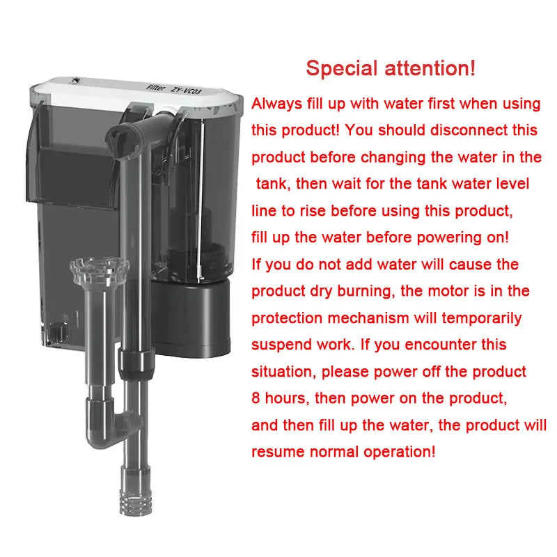 Aquarium Hängefilter 3-in-1 – Außenfilter mit Umwälzpumpe & Wasserfall-Belüftung (110V/220V)