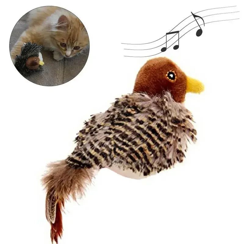 Interaktives Katzenspielzeug – Elektronischer Spatz mit Sound, Federn & Katzenminze