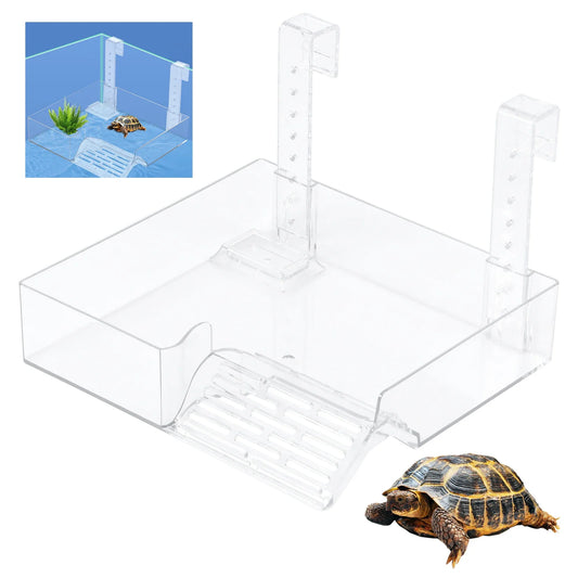 Acryl-Sonnenplattform für Schildkröten – Hängende & Schwimmende Basking-Plattform mit Leiter, Höhenverstellbar für Aquarien