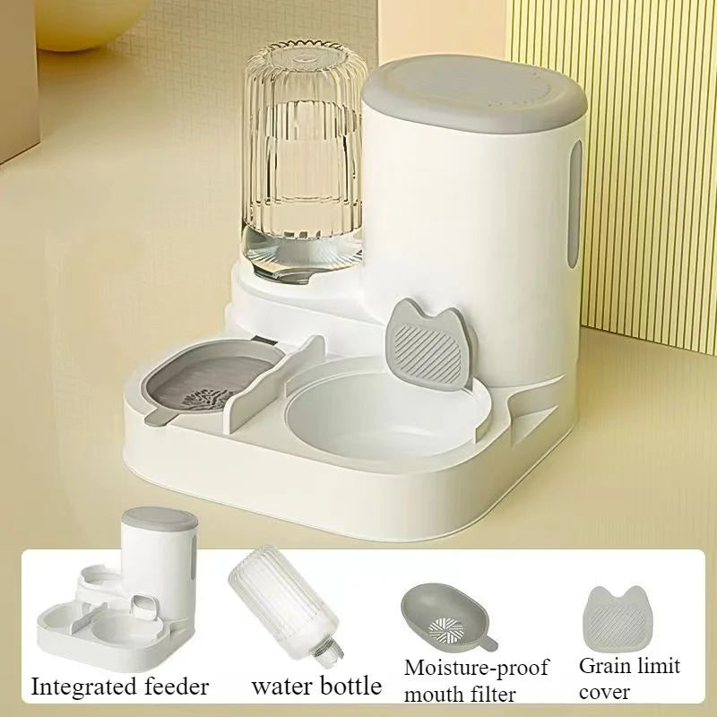Automatischer Futter- & Wasserspender für Katzen & kleine Hunde – 2-in-1 Napfstation