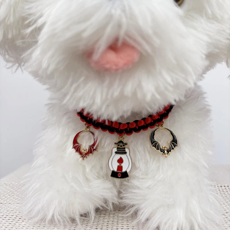 🐾 Halloween-Haustierhalsband mit Anhänger – Handgefertigt für Katzen & kleine Hunde