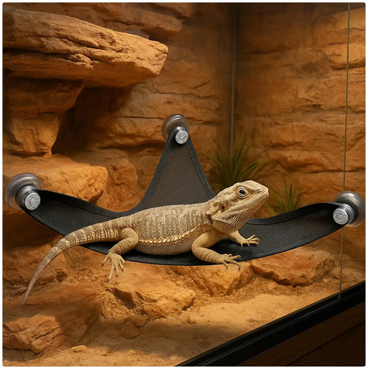 Reptilien-Hängematte – Atmungsaktive Netzschaukel für Echsen, Geckos & Terrarien | Sommer-Kletterhammock