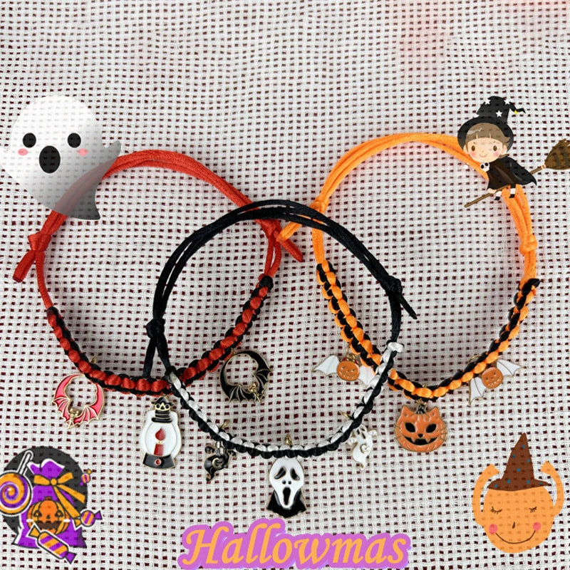 🐶🎃 Halloween-Haustierhalsband – Handgewebt mit Kürbis-Anhänger für Hunde & Katzen