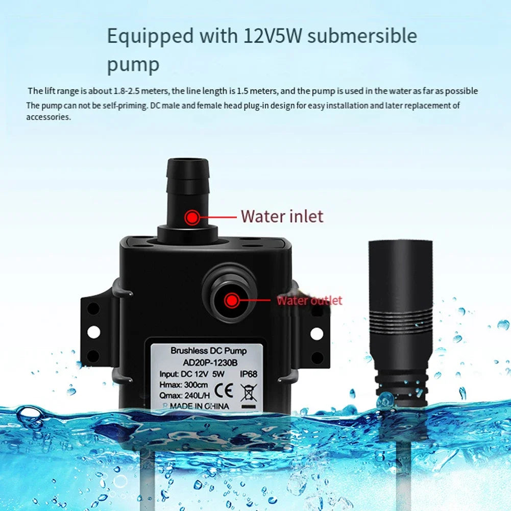 Solar-Teichpumpe 12V – Unterwasser-Zirkulationspumpe mit Filter & Sauerstoffversorgung | Für Fischteiche, Wassertanks & Outdoor