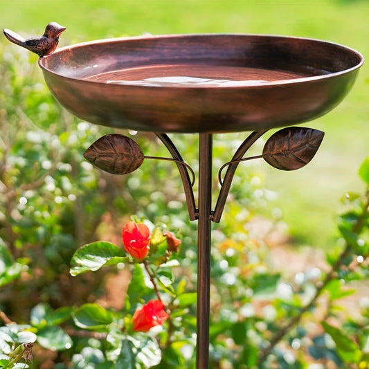 Vintage Eisen Vogelbad & Futterspender mit Erdspieß – Antikes Gartendekor für Vögel