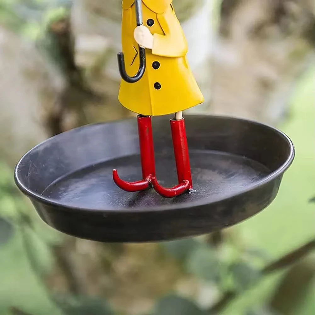 Hängender Vogelfutterspender mit Mädchen & Regenschirm – Outdoor Futterstation für Wildvögel, Garten & Balkon
