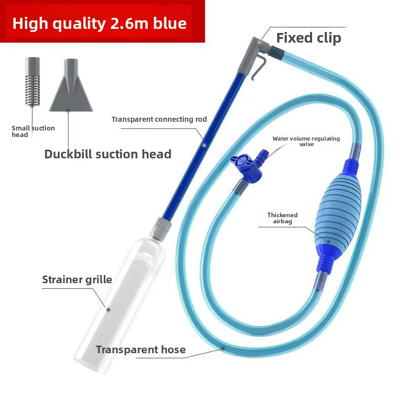 Aquarium Siphon Reinigungs-Set – 3-in-1 Kiesreiniger, Mulmsauger & Wasserwechsel-Tool | Mit Verlängerungsschlauch