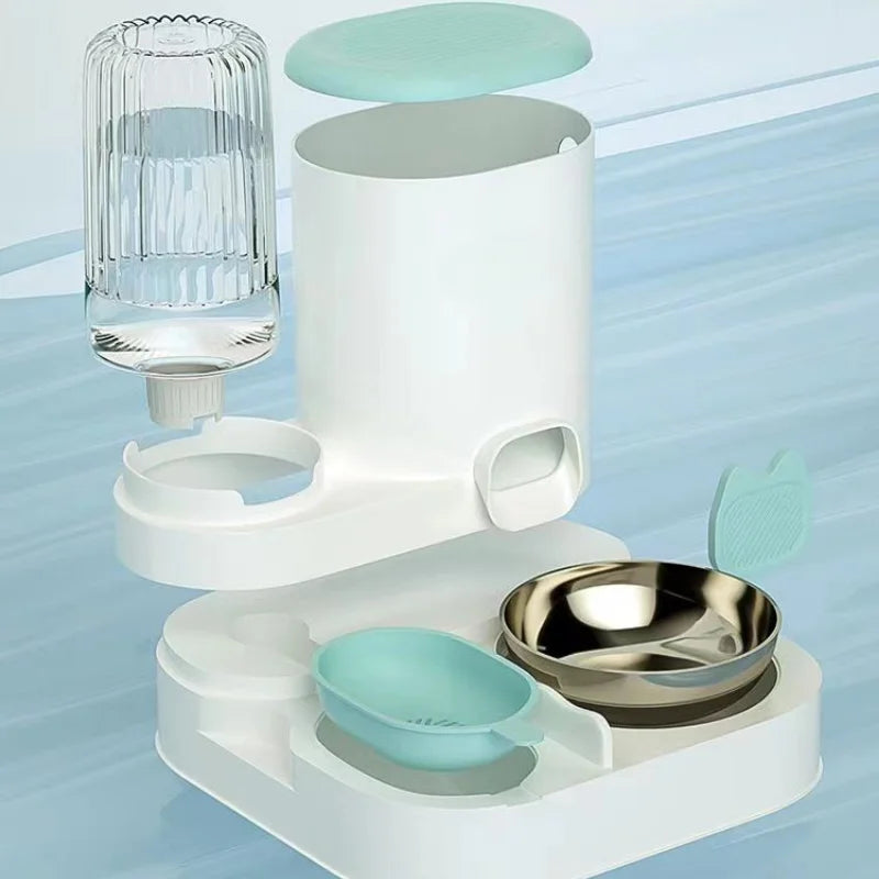 Automatischer Futter- & Wasserspender für Katzen & kleine Hunde – 2-in-1 Napfstation