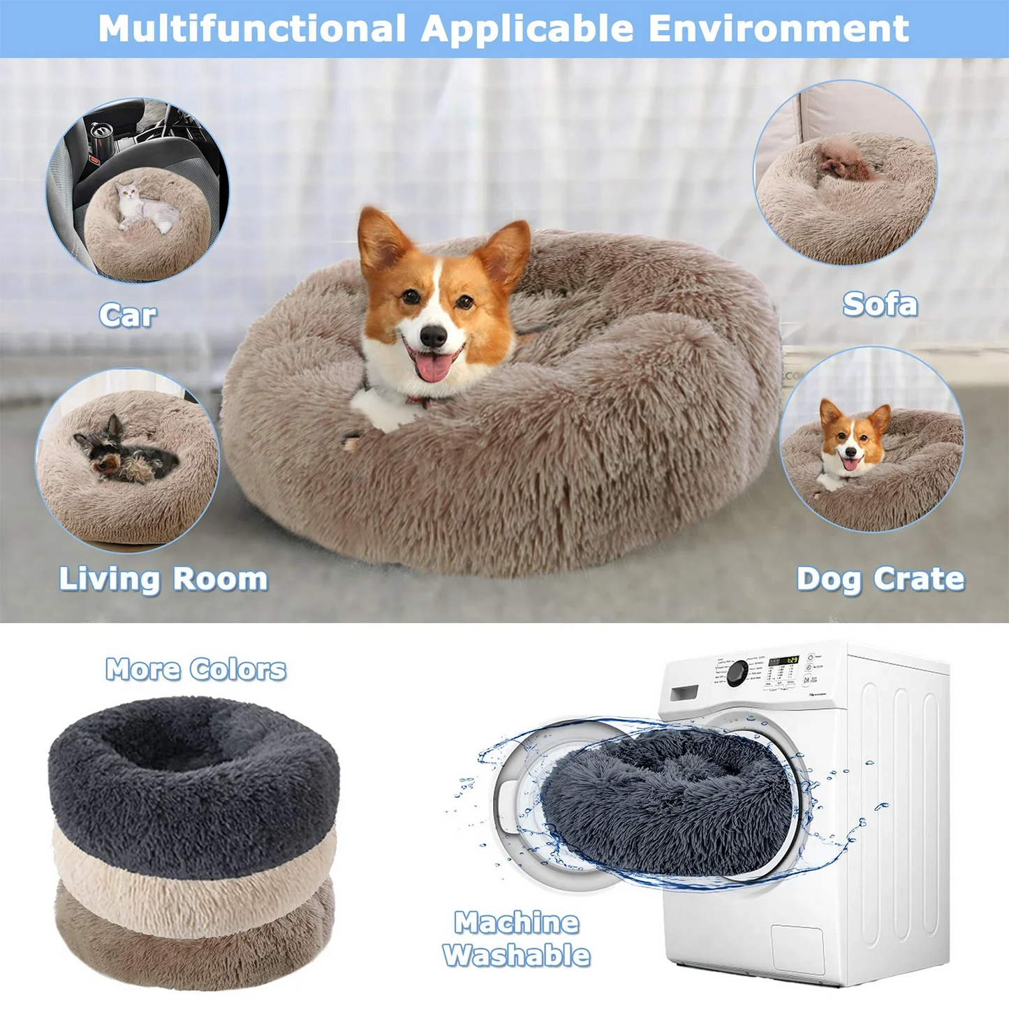 Katzenbett „Donut“ – Super Weich, Waschbar & Beruhigend, Plüsch-Haustierbett in 5 Größen (S–XXL)