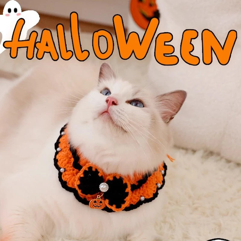 🎃🐱 Halloween Halstuch für Katzen & kleine Hunde – Süßes Kostüm mit Schal & Kragen