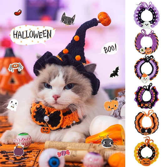 🎃🐱 Halloween Halstuch für Katzen & kleine Hunde – Süßes Kostüm mit Schal & Kragen