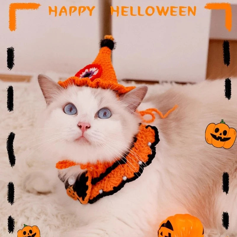 🎃🐱 Halloween Halstuch für Katzen & kleine Hunde – Süßes Kostüm mit Schal & Kragen