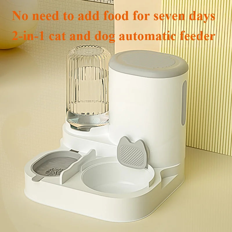 Automatischer Futter- & Wasserspender für Katzen & kleine Hunde – 2-in-1 Napfstation