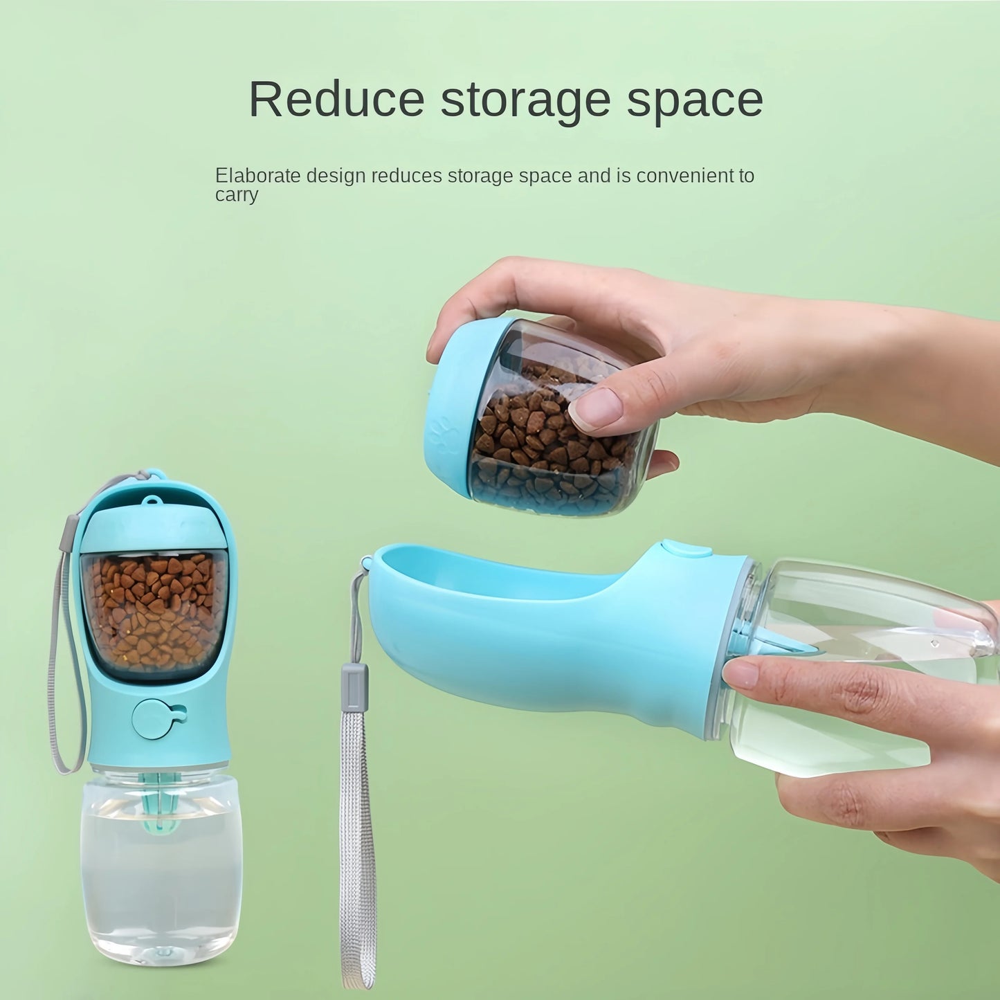 🐾 Tragbare Hunde- & Katzen-Wasserflasche mit Futterbehälter – 2-in-1 Reise-Trinkflasche