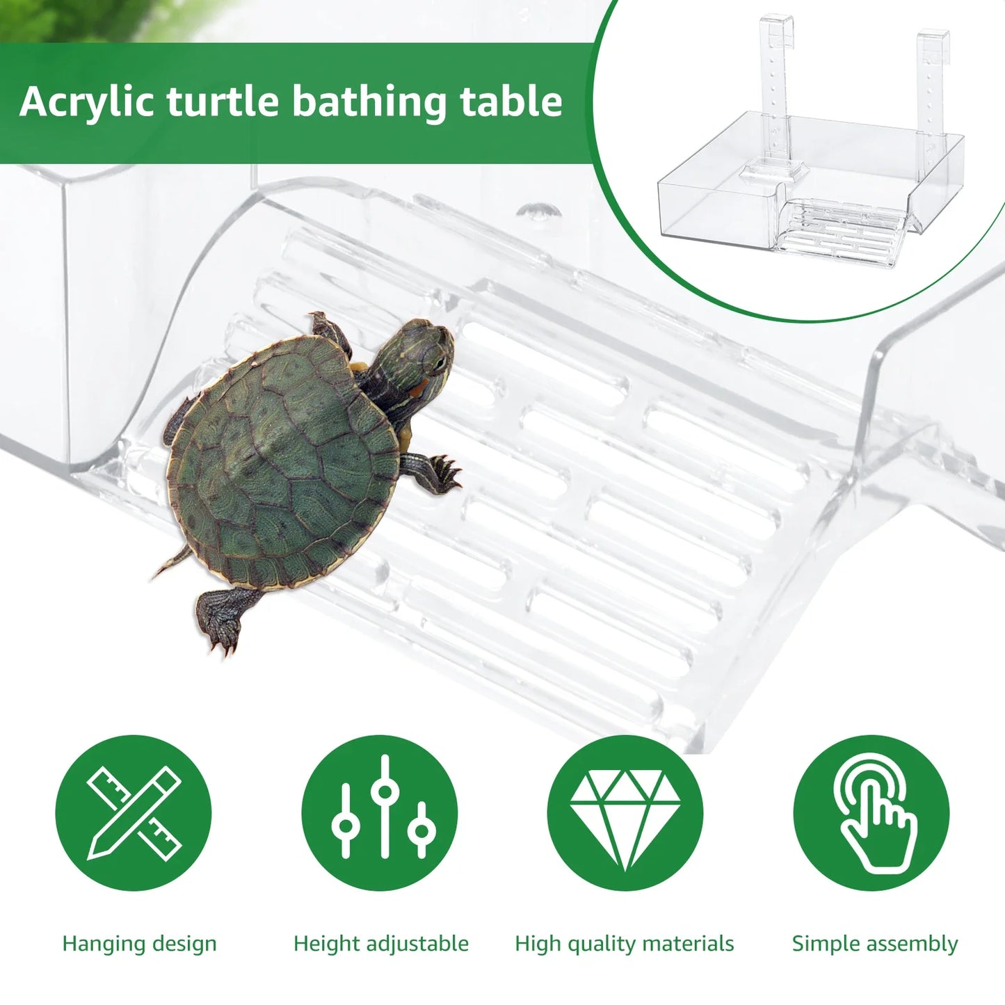 Acryl-Sonnenplattform für Schildkröten – Hängende & Schwimmende Basking-Plattform mit Leiter, Höhenverstellbar für Aquarien