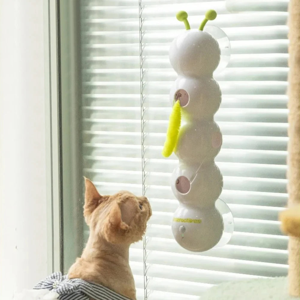 Interaktives Katzen-Spielzeug „Raupe“ – USB-Aufladung, Bewegungssensor, mit Saugnapf & Schwanz
