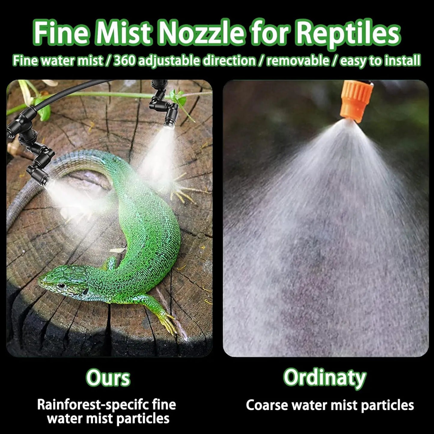 Reptilien Nebeldüse & Bewässerungs-Connector – Slip-Lock Sprinkler für Terrarien, Aquarien & Gewächshäuser