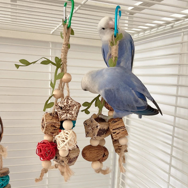 Papageien Kauspielzeug aus Baumwollseil & Zapfen – Bissfestes Vogelspielzeug für Nymphensittiche, Sittiche & mehr