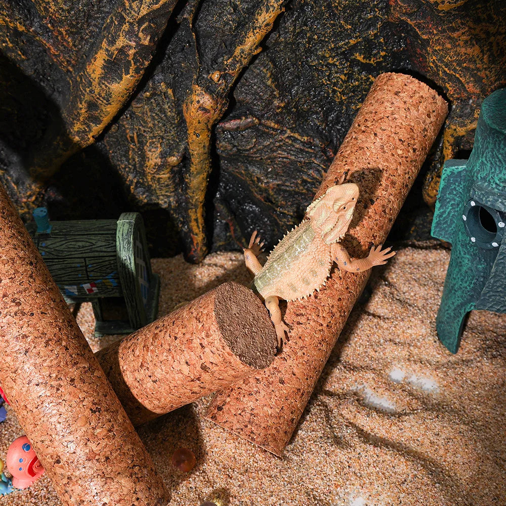 Kork-Kletterstamm für Reptilien – Natürlicher Kletterstock für Echsen, Geckos & Kleintiere