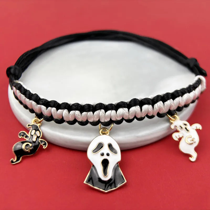 🐶🎃 Halloween-Haustierhalsband – Handgewebt mit Kürbis-Anhänger für Hunde & Katzen