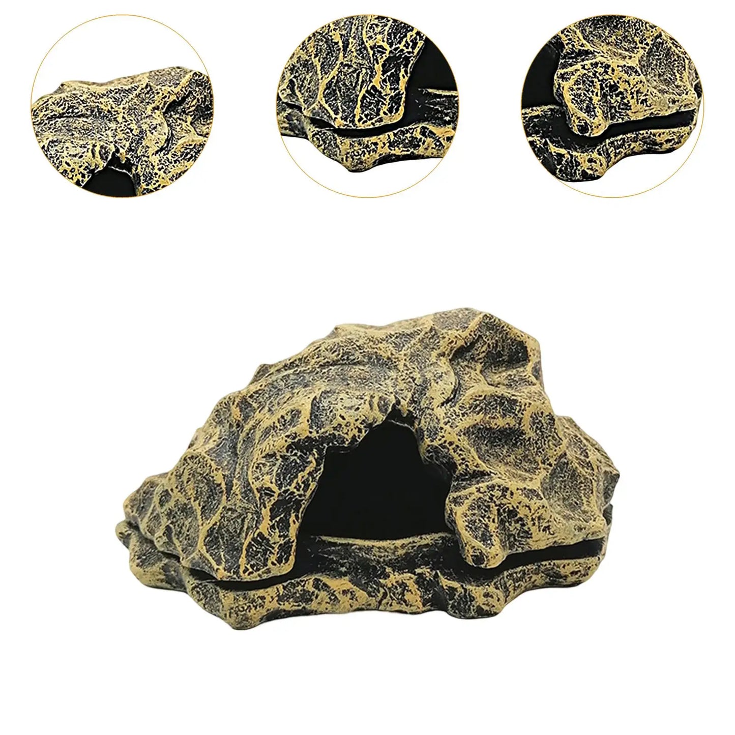 Resin Felsen-Höhle für Reptilien – Versteck & Sonnenplatz für Schildkröten, Echsen, Geckos, Frösche & Aquarien