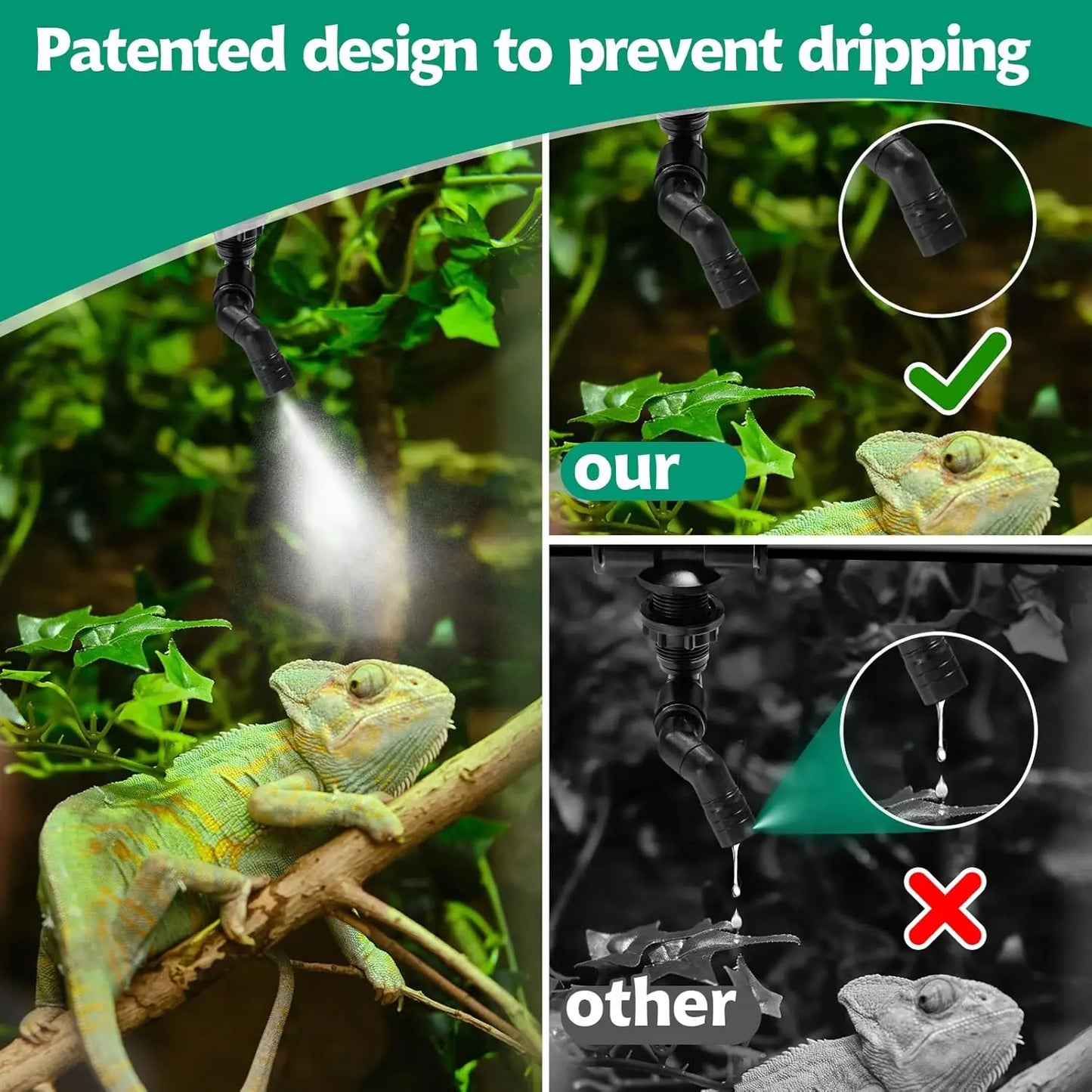 360° Drehbarer Reptilien-Nebelsprüher – Verstellbare Terrariumdüse für Gewächshaus, Kühlung & Bewässerungssystem