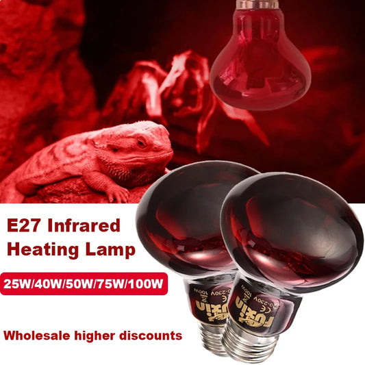 3er-Set Infrarot-Heizlampen E27 (25W–100W) – Wärmelampe für Geflügel, Reptilien & Amphibien