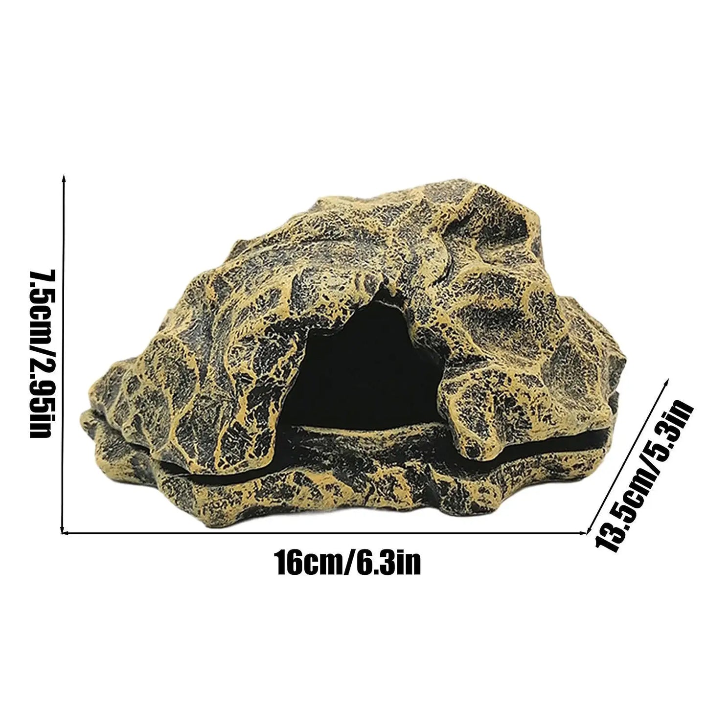 Resin Felsen-Höhle für Reptilien – Versteck & Sonnenplatz für Schildkröten, Echsen, Geckos, Frösche & Aquarien