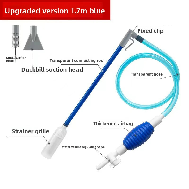 Aquarium Siphon Reinigungs-Set – 3-in-1 Kiesreiniger, Mulmsauger & Wasserwechsel-Tool | Mit Verlängerungsschlauch
