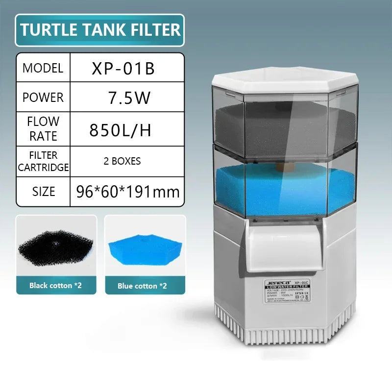 Leiser Schildkröten-Tankfilter – Fäkalien-Saugpumpe & 3-in-1 Wasserfall-Filter für Aquarien (850–1000 L/H)