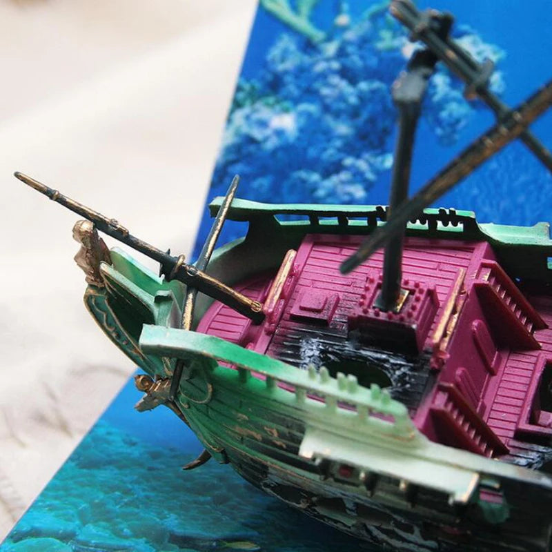 Aquarium Dekoration – Versunkenes Schiff mit Blubber-Effekt | Schiffwrack Ornament für Fischbecken