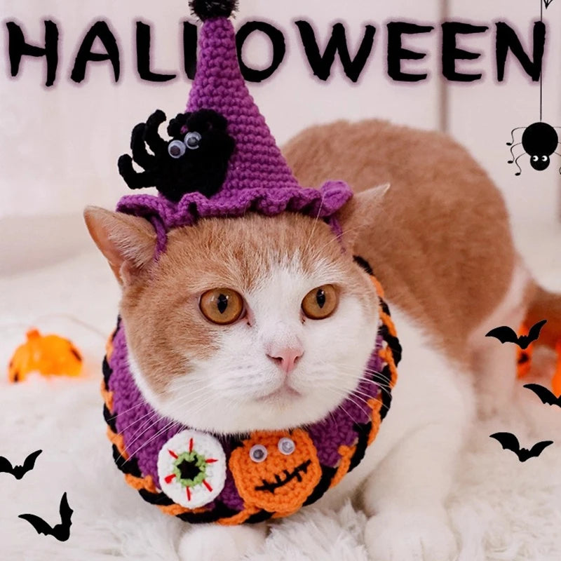 🎃🐱 Halloween Halstuch für Katzen & kleine Hunde – Süßes Kostüm mit Schal & Kragen