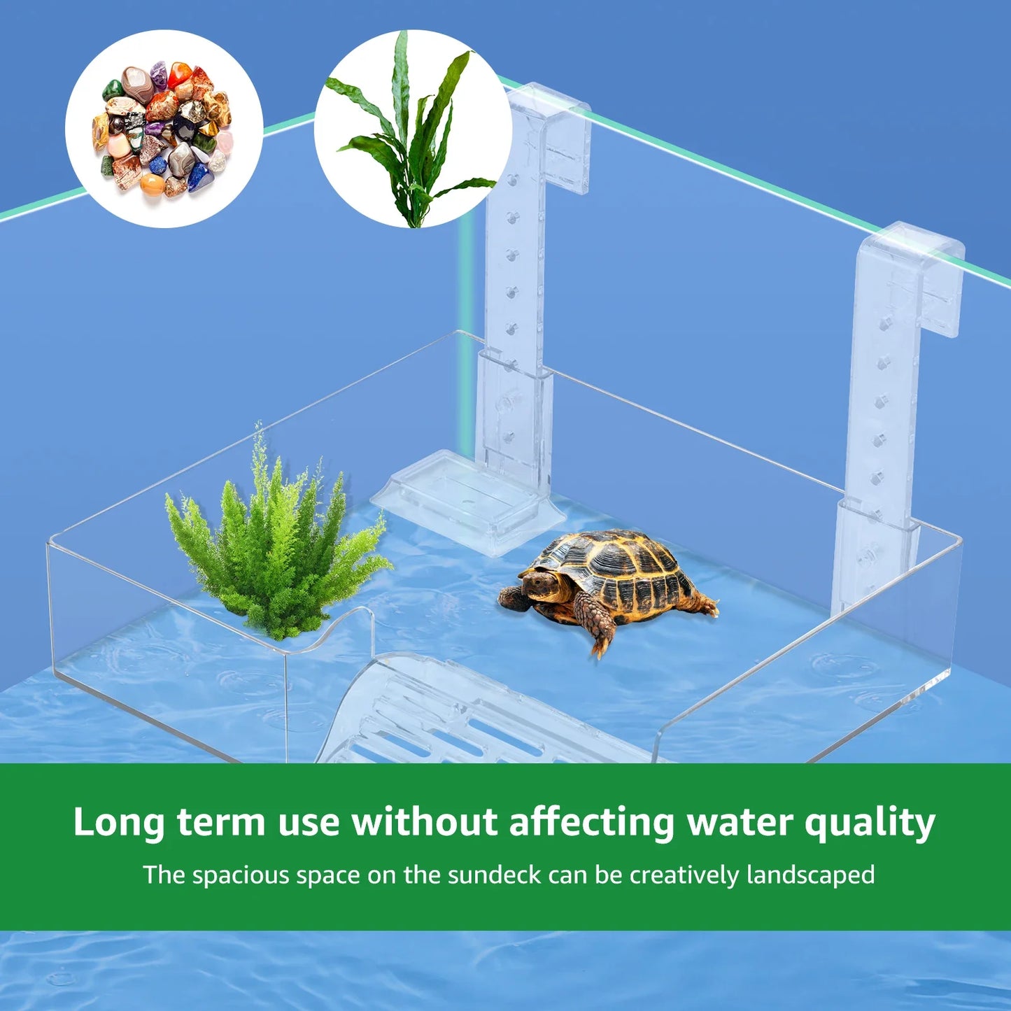 Acryl-Sonnenplattform für Schildkröten – Hängende & Schwimmende Basking-Plattform mit Leiter, Höhenverstellbar für Aquarien