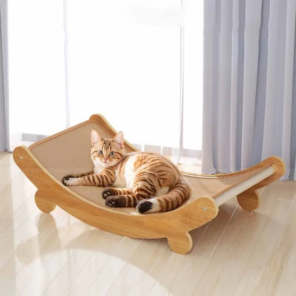 Katzen Kratzbrett & Bett – Abnehmbar, Strapazierfähig, Multifunktional aus Sisal & Holz