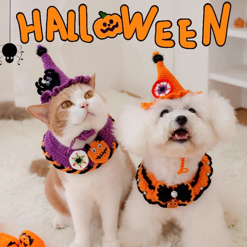 🎃🐱 Halloween Halstuch für Katzen & kleine Hunde – Süßes Kostüm mit Schal & Kragen