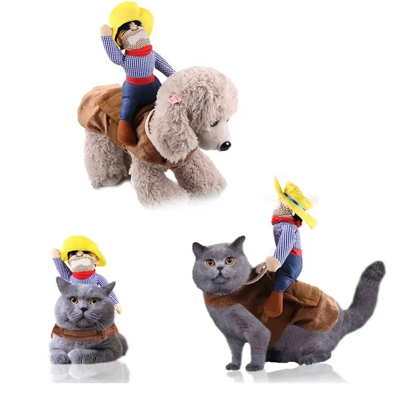 🤠🐶 Cowboy-Kostüm für Hunde mit Hut – Lustiges Western-Outfit für Halloween, Weihnachten & Partys