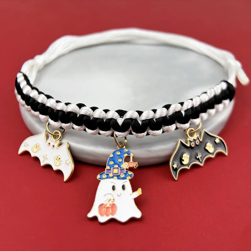 🐾 Halloween-Haustierhalsband mit Anhänger – Handgefertigt für Katzen & kleine Hunde