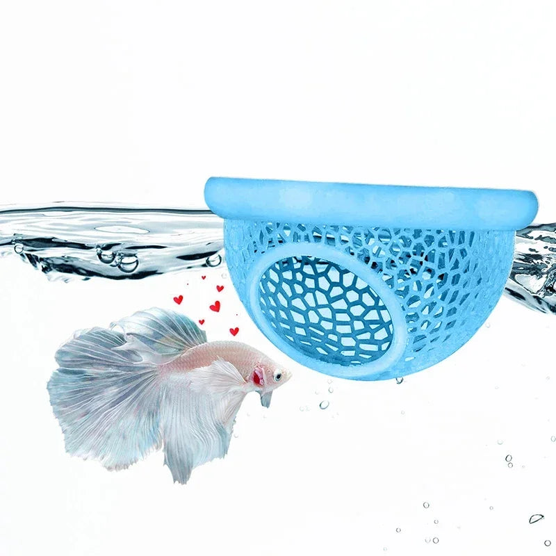 Aquarium Schwimmhöhle 3-in-1 – Betta & Garnelen Versteck, Futterring & Ruheplatz | Schwimmende Dekoration