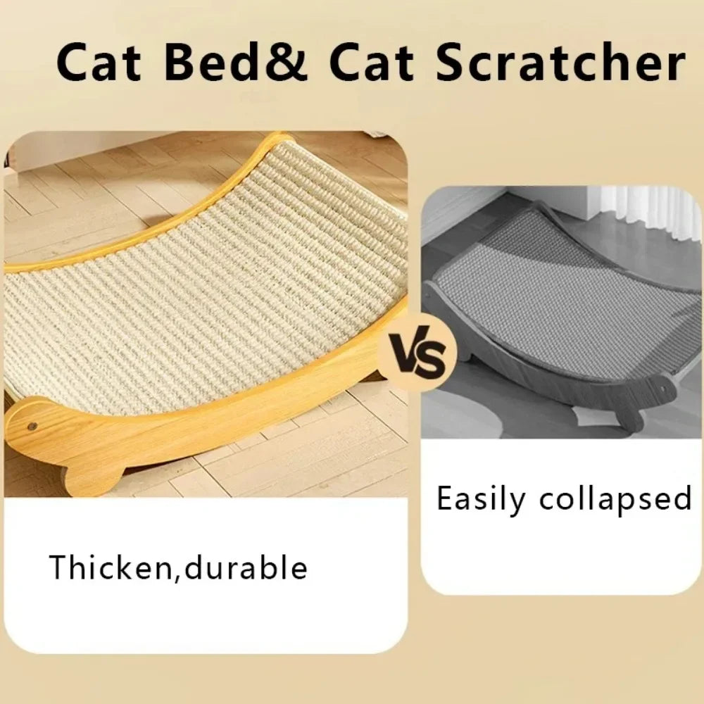 Katzen Kratzbrett & Bett – Abnehmbar, Strapazierfähig, Multifunktional aus Sisal & Holz