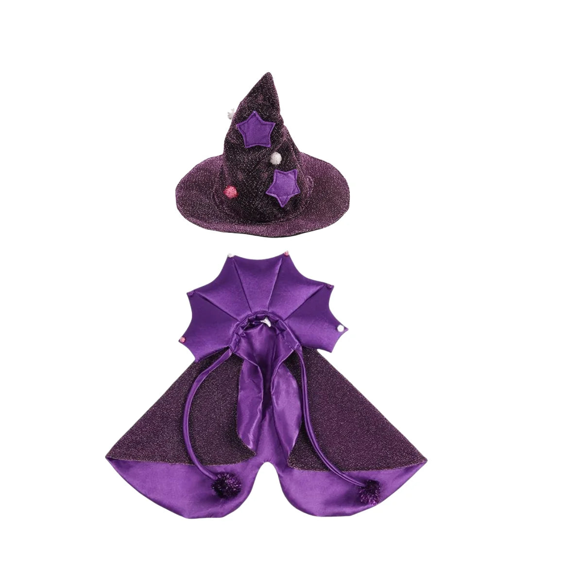 🧙♀️🐾 Lila Hexenumhang mit Hexenhut für Katzen & kleine Hunde – Halloween-Kostüm für