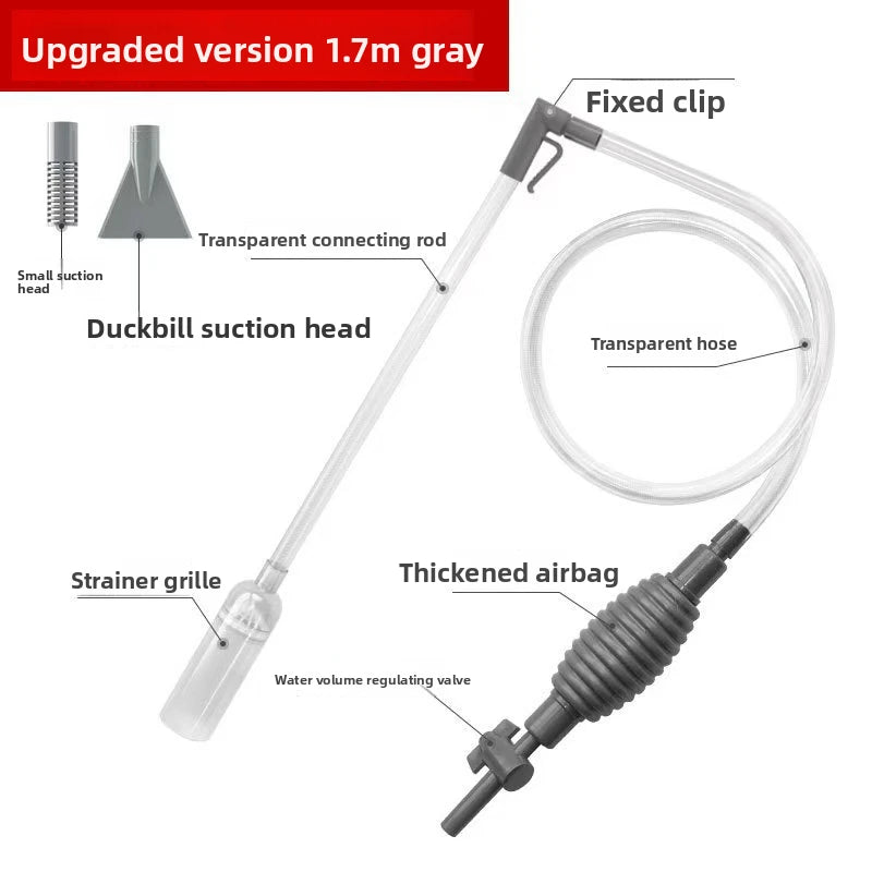 Aquarium Siphon Reinigungs-Set – 3-in-1 Kiesreiniger, Mulmsauger & Wasserwechsel-Tool | Mit Verlängerungsschlauch