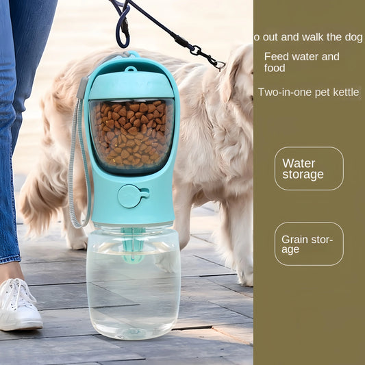 🐾 Tragbare Hunde- & Katzen-Wasserflasche mit Futterbehälter – 2-in-1 Reise-Trinkflasche