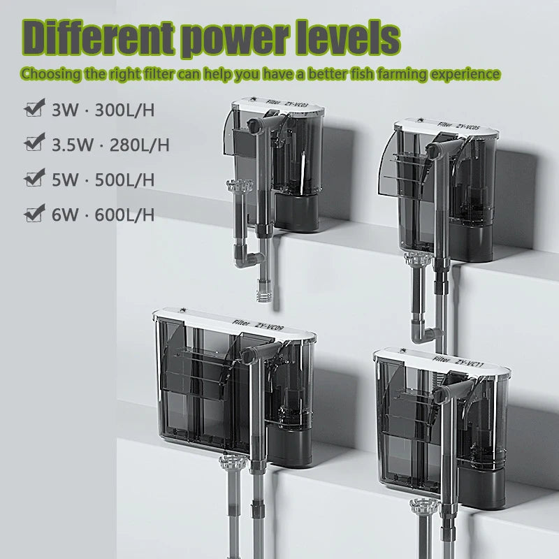 Aquarium Hängefilter 3-in-1 – Außenfilter mit Umwälzpumpe & Wasserfall-Belüftung (110V/220V)