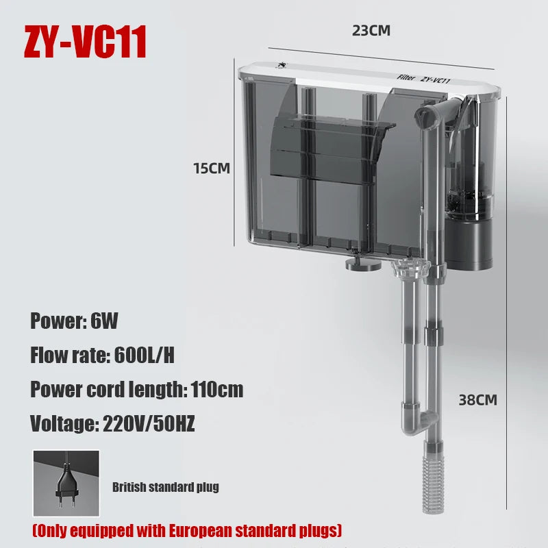 Aquarium Hängefilter 3-in-1 – Außenfilter mit Umwälzpumpe & Wasserfall-Belüftung (110V/220V)