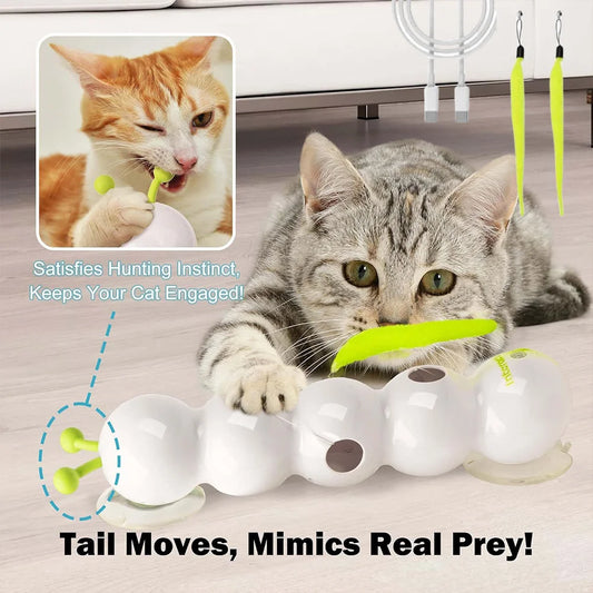 Interaktives Katzen-Spielzeug „Raupe“ – USB-Aufladung, Bewegungssensor, mit Saugnapf & Schwanz
